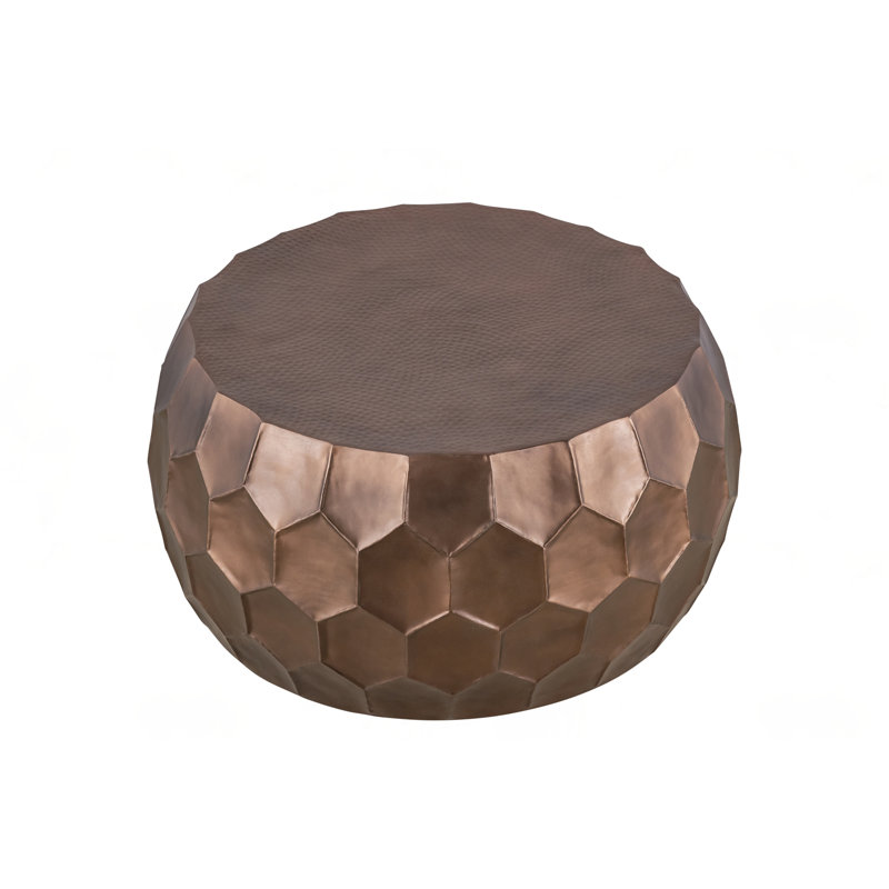 Modern Contemporary Round Aluminum Coffee Table, Copper
