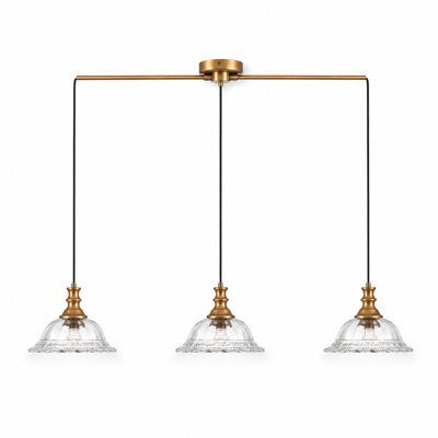 Vintage 3 Light Pendant Light Fixtures Modern Glass Hanging Lamps With Adjustable Cord