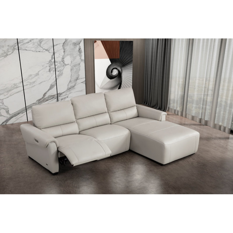 Minnich 2 - Piece Upholstered Power Reclining Sectional, Right Hand Facing, Smoke