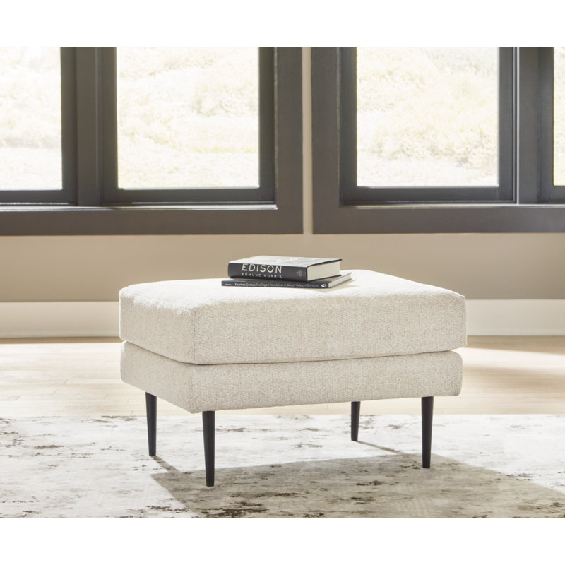 Repose-pieds de cocktail rectangulaire à chevron de 30 po Magoria, Polyester ivoire