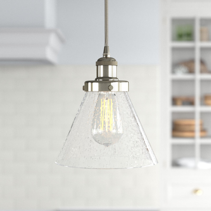 Mini-luminaire suspendu à cordon 1 lumière 8 po Ballston Urban Cone, Grainé, Nickel satiné brossé, Ampoule non incluse