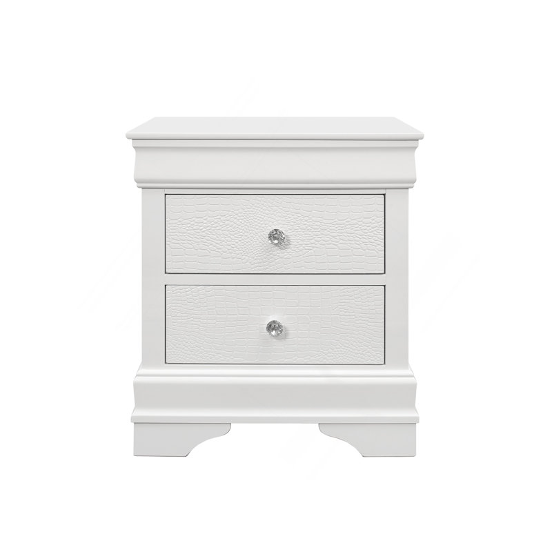 SHAKER CROCODILE METALLIC WHITE NIGHTSTAND, White