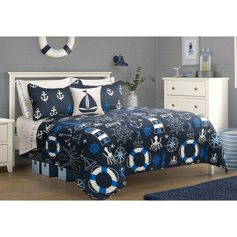 Kathline Polyester Quilt Set, Queen Quilt + 2 Queen Shams