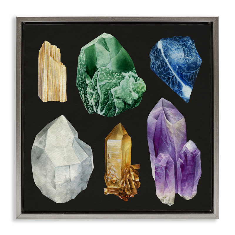 "Natural Varied Gemstones", art mural encadré par Grace Popp, Cadre flottant gris lustré, H 25 po x l 25 po
