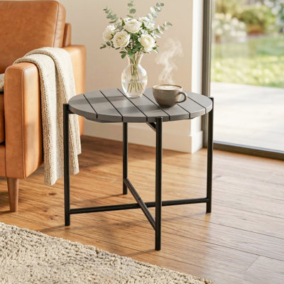 Round Metal Outdoor Side Table , 54cm cm W 54cm cm D