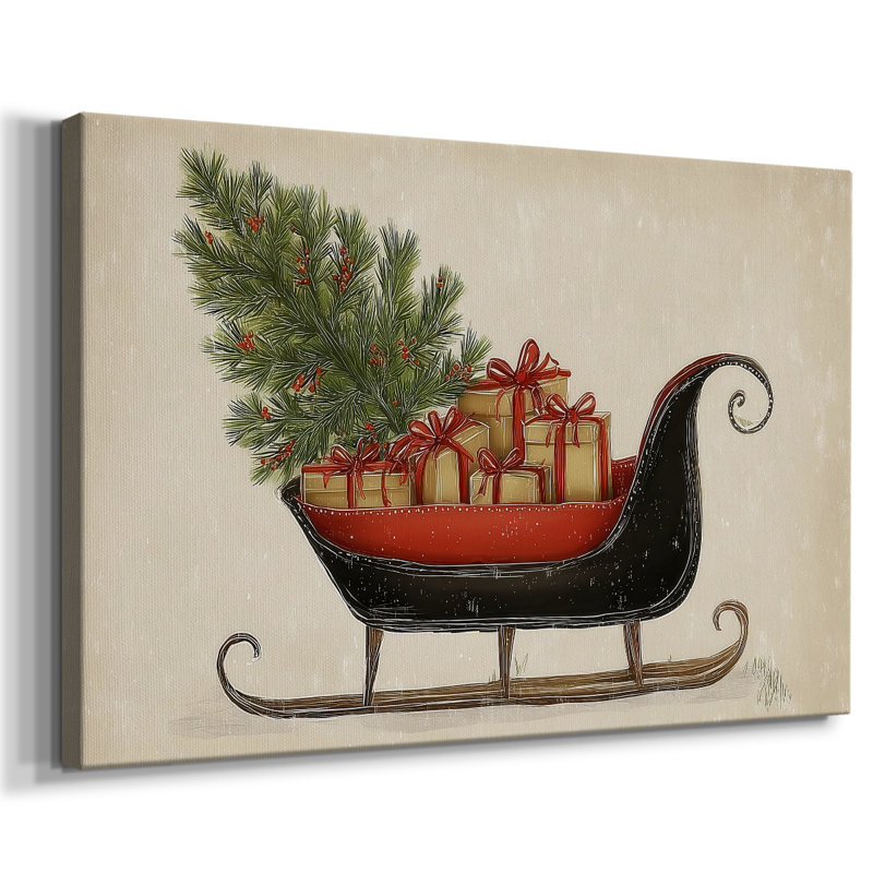 Tinsel - chapelle de sapin doré - toile tendue avec châssis de qualité supérieure, H 36 po x l 24 po