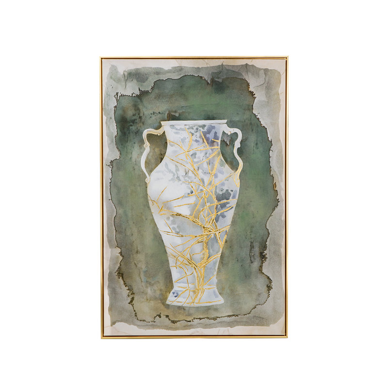 Vase, art sur toile encadré à la main