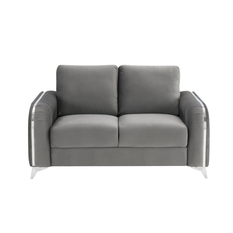 Causeuse en velours gris Wenona