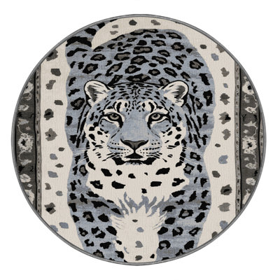 Washable Snow Leopard Big Cats Area Rug