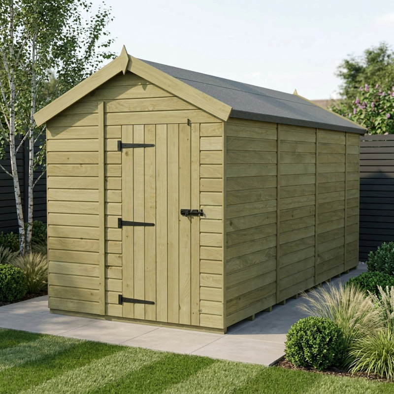 Total Sheds 7ft x 13ft Apex Garden Shed - Single Door - No Windows - Pressure Treated Timber - UK Manufactured