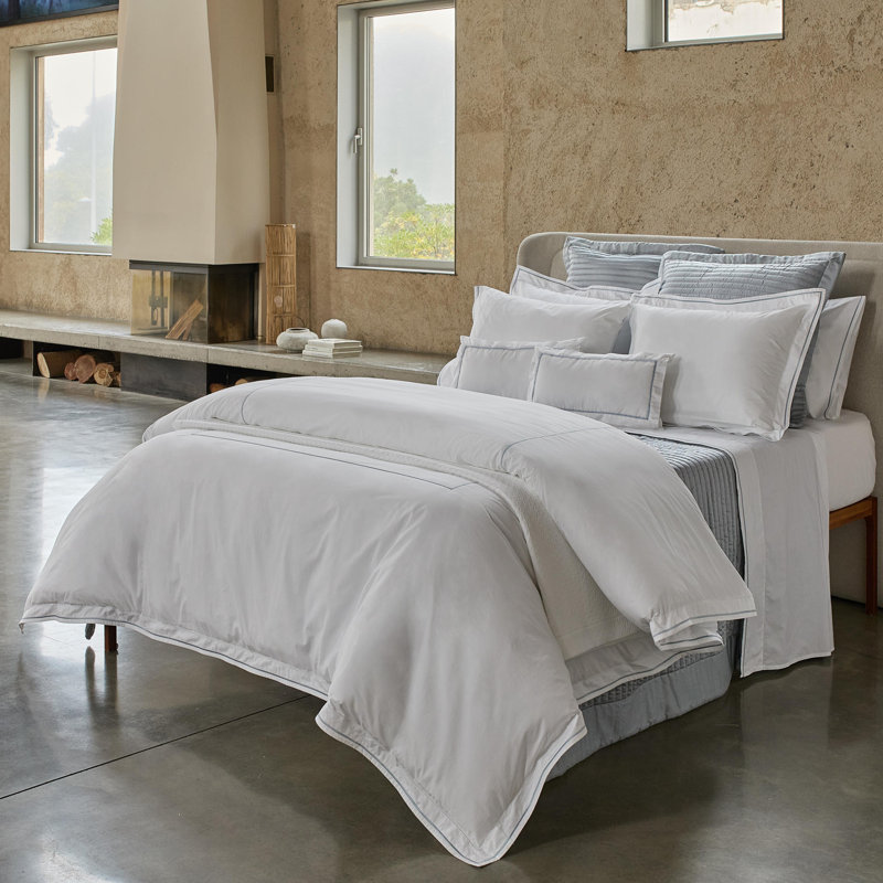Sierra 100% Egyptian cotton percale Shams, white/ latte, Boudoir