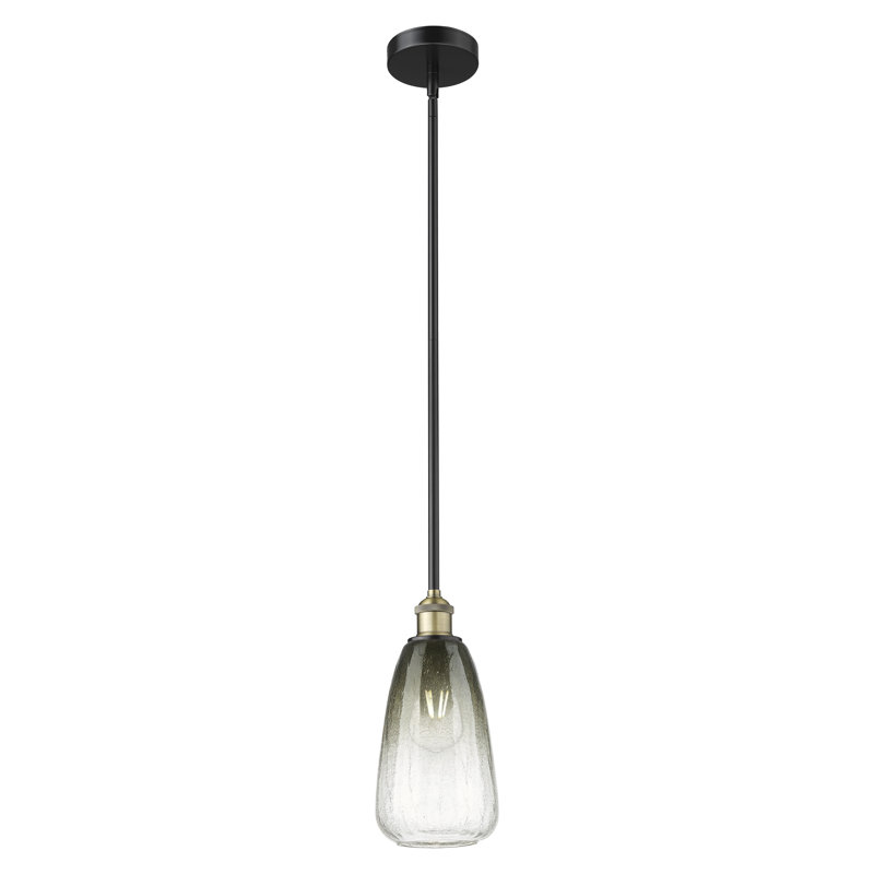 Edison - Brookhaven Amande - Mini-luminaire suspendu avec tige 6 po 1 lumière, Ardoise, Laiton antique noir