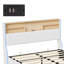 EU Double & King Faux Leather Ottoman Bed with Wingback LED & Charging Shelf, Upholstered Storage Bed, White/Black PU,  140/160x200cm-184541578-184541579