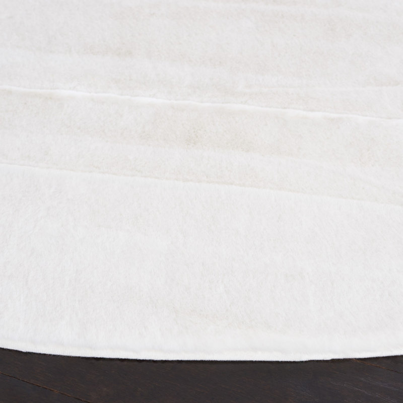 Faux Rabbit Fur Performance Machine Washable Solid Color Rug, Round 6'