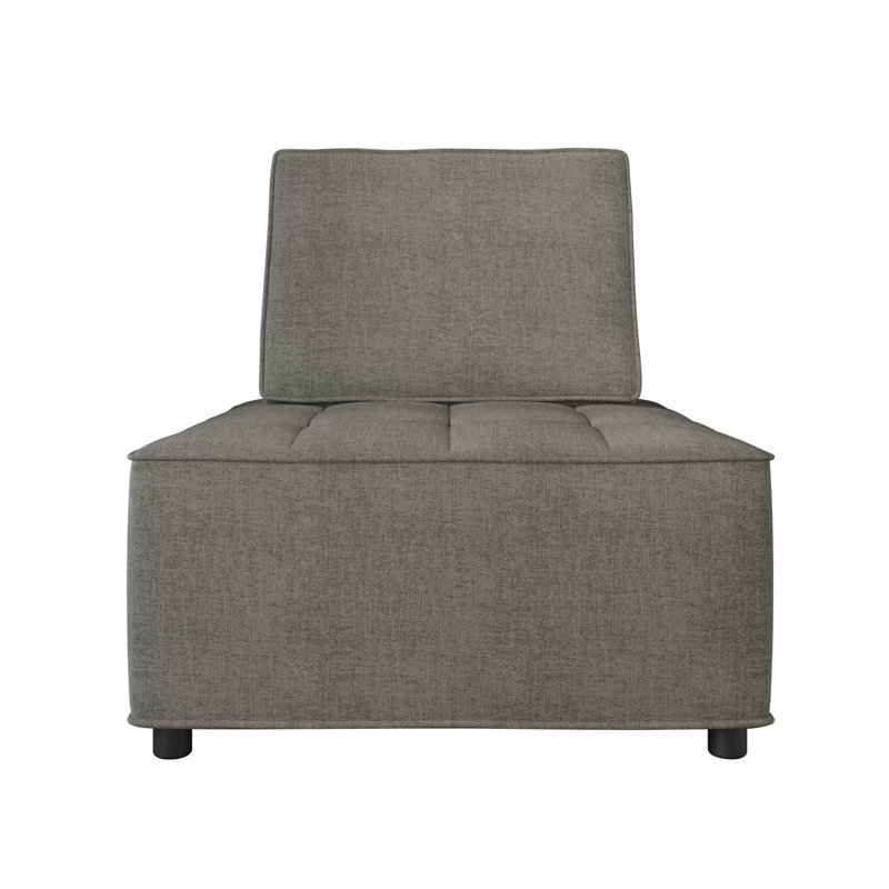 Lancy Linen Tufted Square Accent Chair, Gray