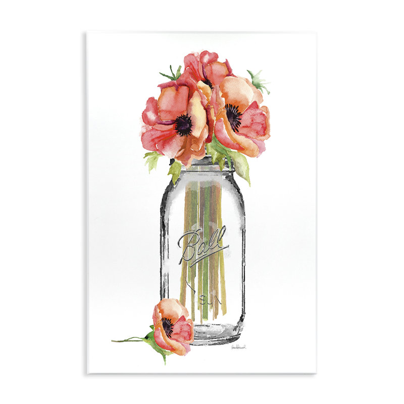 «Mason Jar Poppies» par Amanda Greenwood, reproduction sur toile, H 15 po x l 10 po
