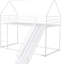 Lit superposé simple au-dessus d'une maison avec glissade, blanc - métal pour chambre à coucher-687579726