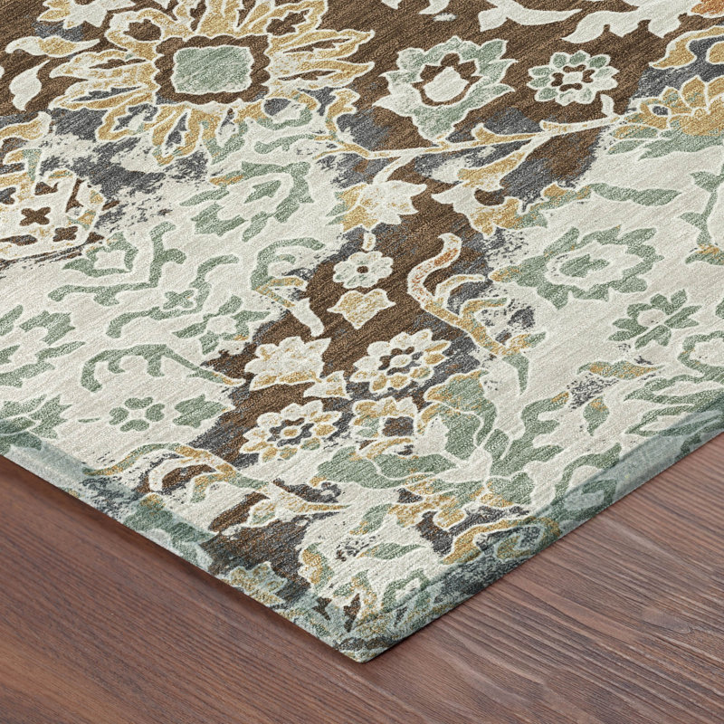 Machine Washable Indoor/Outdoor Chantille ACN2584 Traditional Rug, Chocolate, 5' x 7'6"
