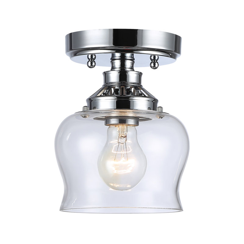 Zarach 1-Light Semi-Flush with Clear Glass, Chrome
