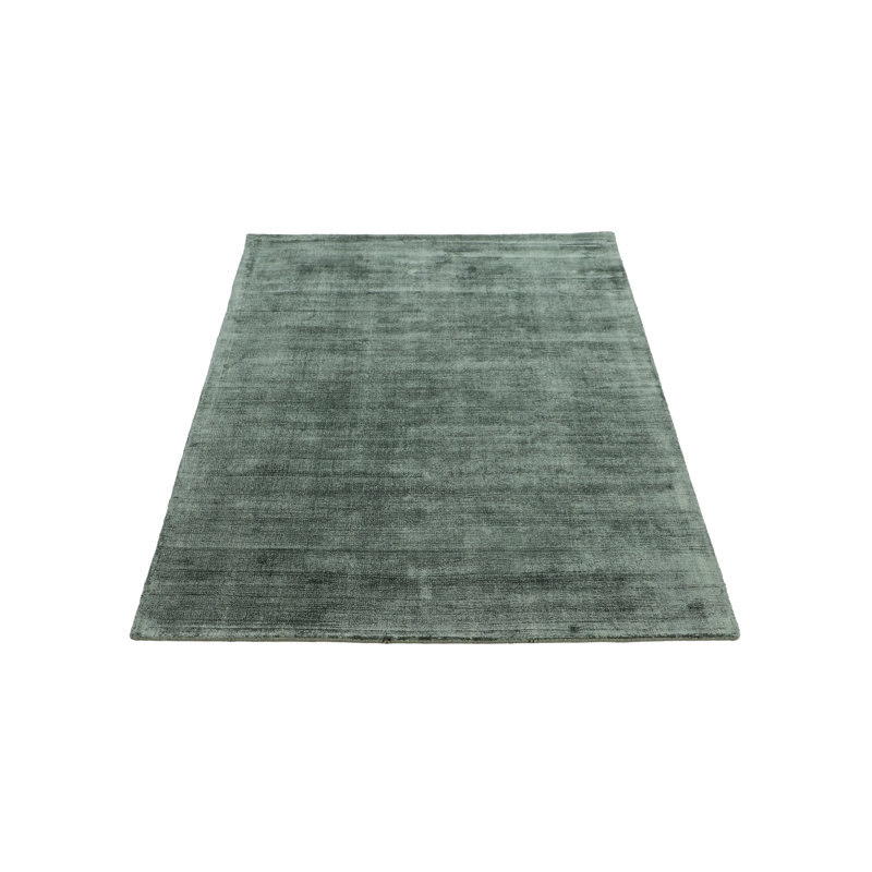 Ava Handmade Viscose Silky Solid Soft Dark Green Rug, Rectangle 80 x 150cm
