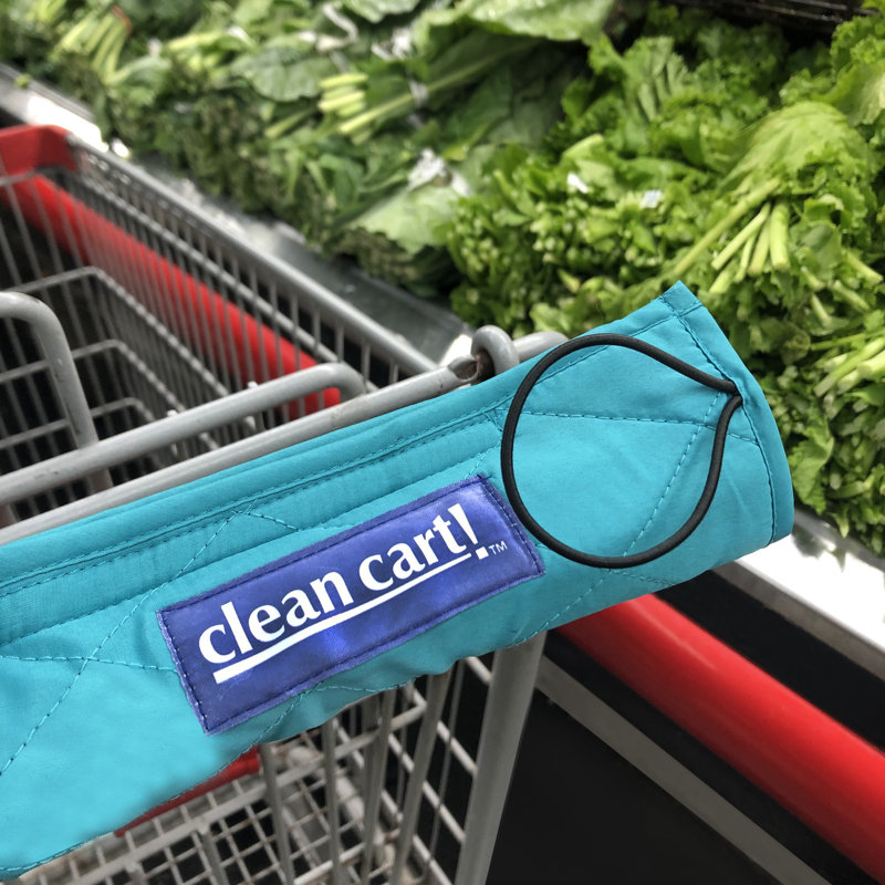 Paquet de 3 couvre-poignées de chariot de magasinage Clean Cart, Bleu sarcelle / fuchsia / mauve
