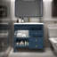 Meuble-lavabo de salle de bain 35,6 po avec lavabo, meuble-lavabo autoportant avec 1 tiroir rabattable, 2 tiroirs et 1 armoire, tablette réglable, verre à motif, bande lumineuse à capteur de mouvement-1412680781