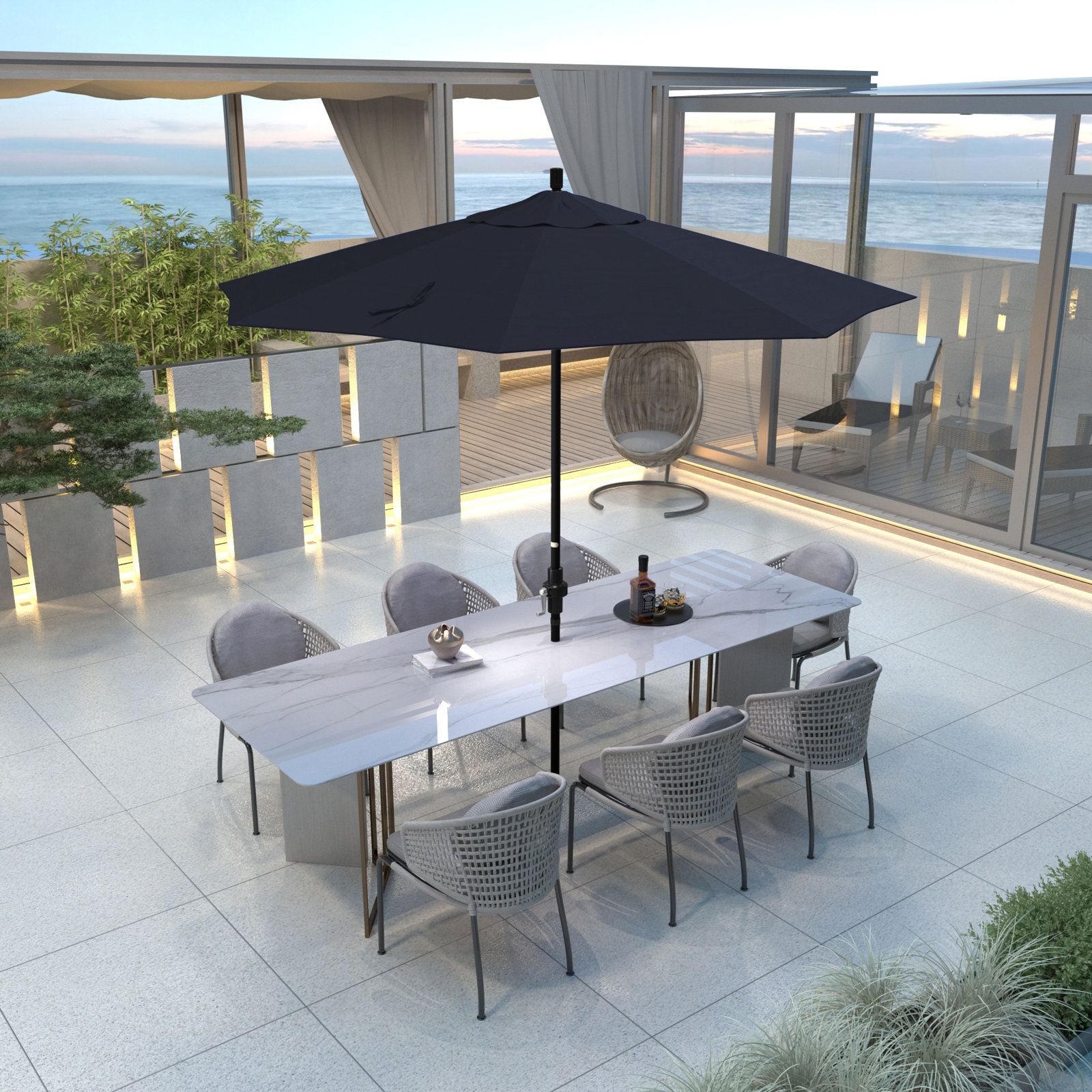 Timeout 108'' Outdoor Umbrella, Navy Blue- Olefin