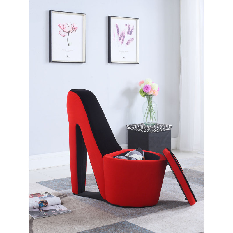Chaise longue en polyester de 32 po Davey, Rouge/noir