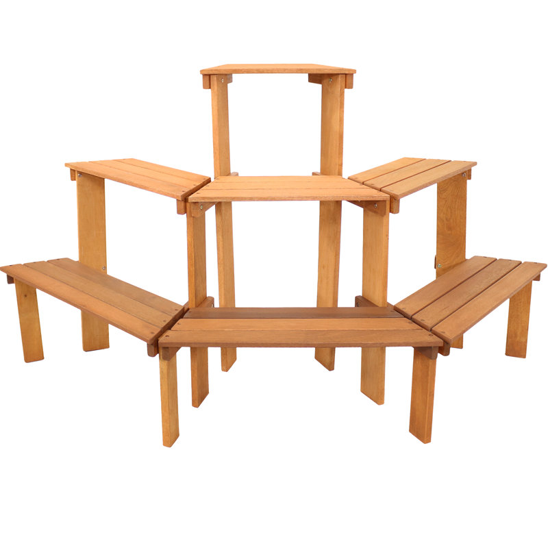 Support pour plante d'extérieur 3 niveaux en bois Meranti