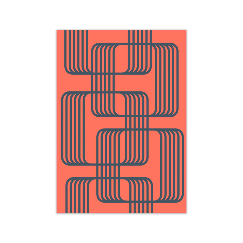 Blue And Red Geometric B - Print, No Frame, 84cm H x 59cm W x 1cm D