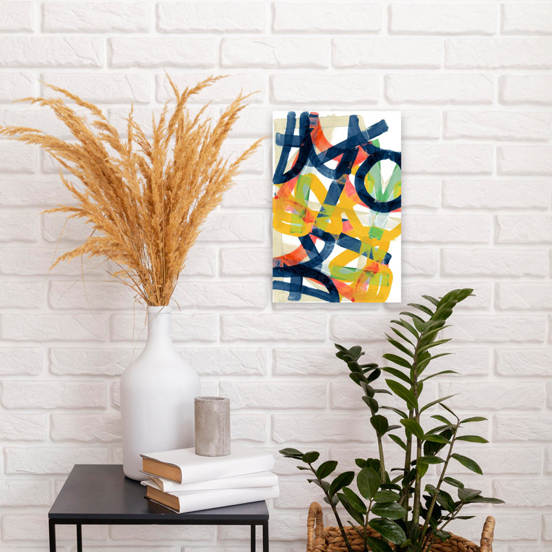 Art contemporain abstrait géométrique audacieux, H 18 po x l 12 po