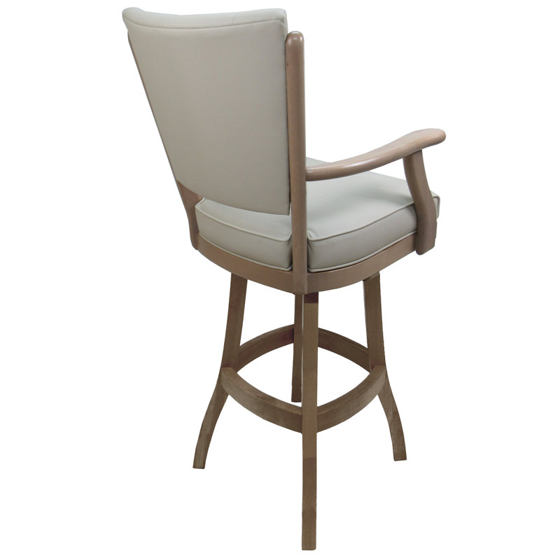 Très grand tabouret pivotant en bois Irminger, Beige Vinyl/Whitewash Frame, Très grand (siège d'une hauteur de 34 po)