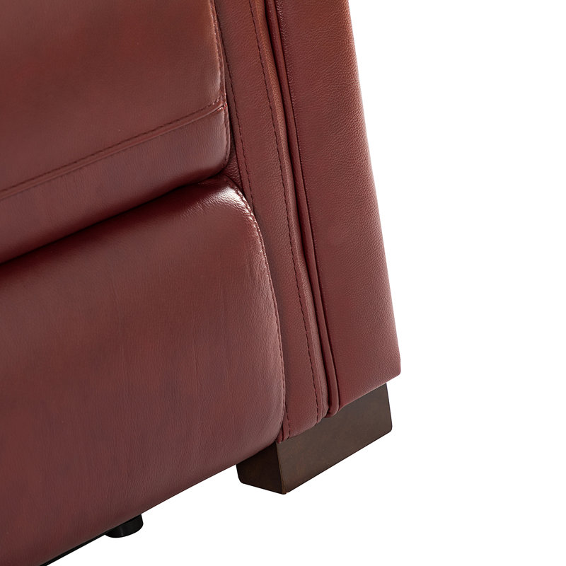 Adela 36.02" Wide Genuine LeatherPower Recliner, Burgundy Genuine Leather