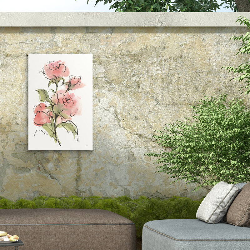 Toile d'extérieur texturée «Chris Paschke Rose I», H 24 po x l 16 po