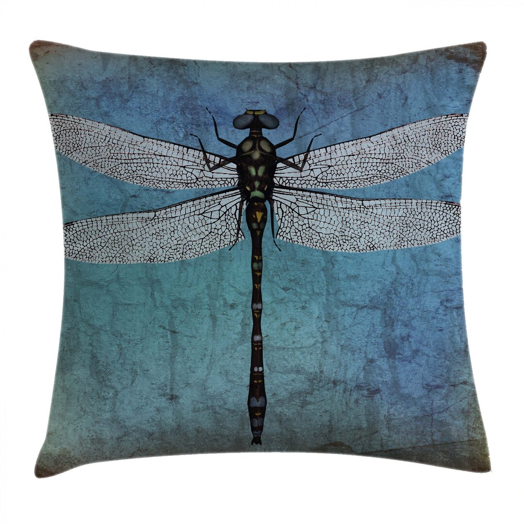 Kissenbezug, Dragonfly Bug Turquoise, Grunge, Türkis Dunkelblau