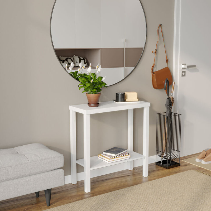 Tahesia 180.34cm W Solid Wood Bedside Table, White