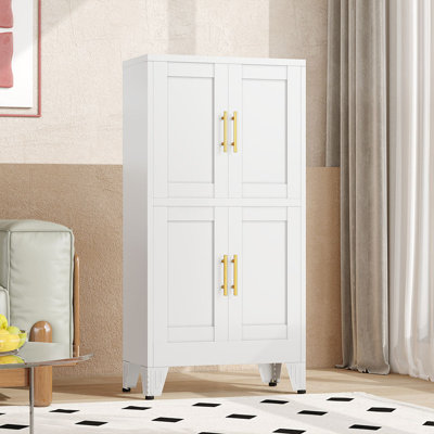 Metal Small Ohaus for Bathroom Kitchen Garage with 4 Doors by Lark Manor