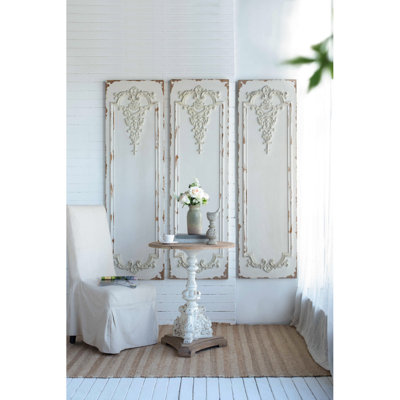 Ensemble de 3 grands panneaux muraux blancs, sculpture murale rectangulaire, décoration murale pour salon, salle à manger, bureau, chambre à coucher, 21 po x 71 po