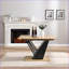 Table basse à aspect géométrique moderne avec structure en métal, peu encombrante et facile à nettoyer-1466664518
