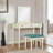 Simen Wood Three Drawer Mirror Stand Vanity with Stool