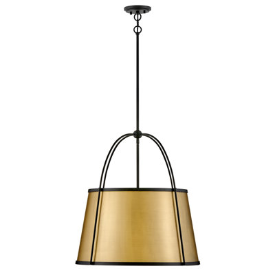 Luminaire suspendu tambour Clarke en laiton foncé laqué + noir