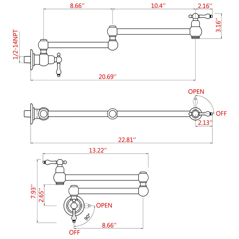 Wall Mount Pot Filler Faucet, Double Joint Swing Arms, Scratch , Rust Proof, 100% Brass For Kitchen Faucet Mounted Jointed , And Simple Cleaning Action