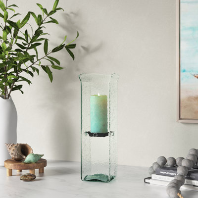  Square Glass and Metal Candle Hurricane – Large 19"