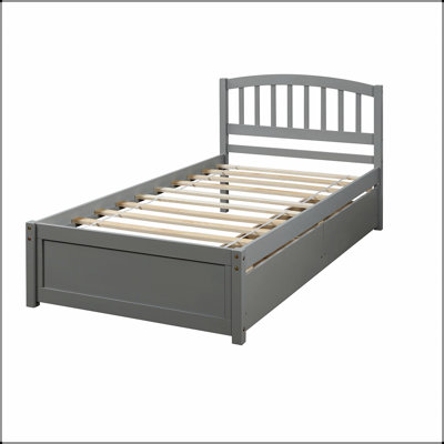 Platform Storage Bed Wood Bed Frame with Two Drawers and Headboard