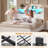 Queen Bed Frame With 6 Drawers And Storage Headboard, Farmhouse Metal Platform Bed With Charging Station And Led Lights, Wood Queen Size Storage Beds For Bedroom, No Box Spring Needed, White-803196059-803196060