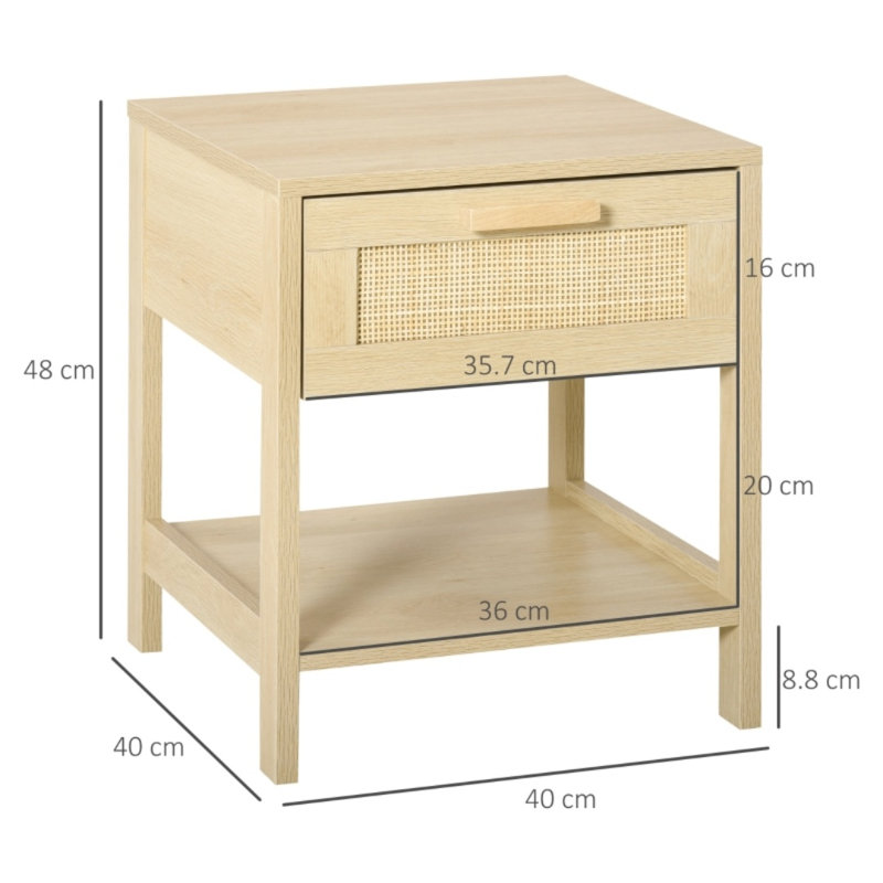 40cm W Engineered Wood Bedside Table