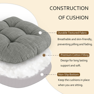 Chair Cushions for Dining Chairs,Non-Slip Backing, Tufted, Comfortable, Large, for Indoor Dining Room, Kitchen, Bedroom, Living Room, Office, Hardwood Chairs(Set of 4/Light Blue)