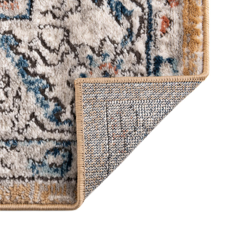 Weingartner Performance Mustard Yellow/Ivory/Blue Rug, Octagon 7' x 7'