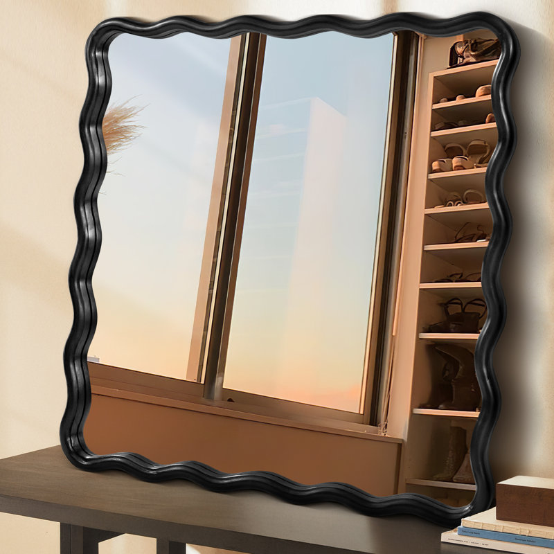 Miroir mural Wavy, Noir
