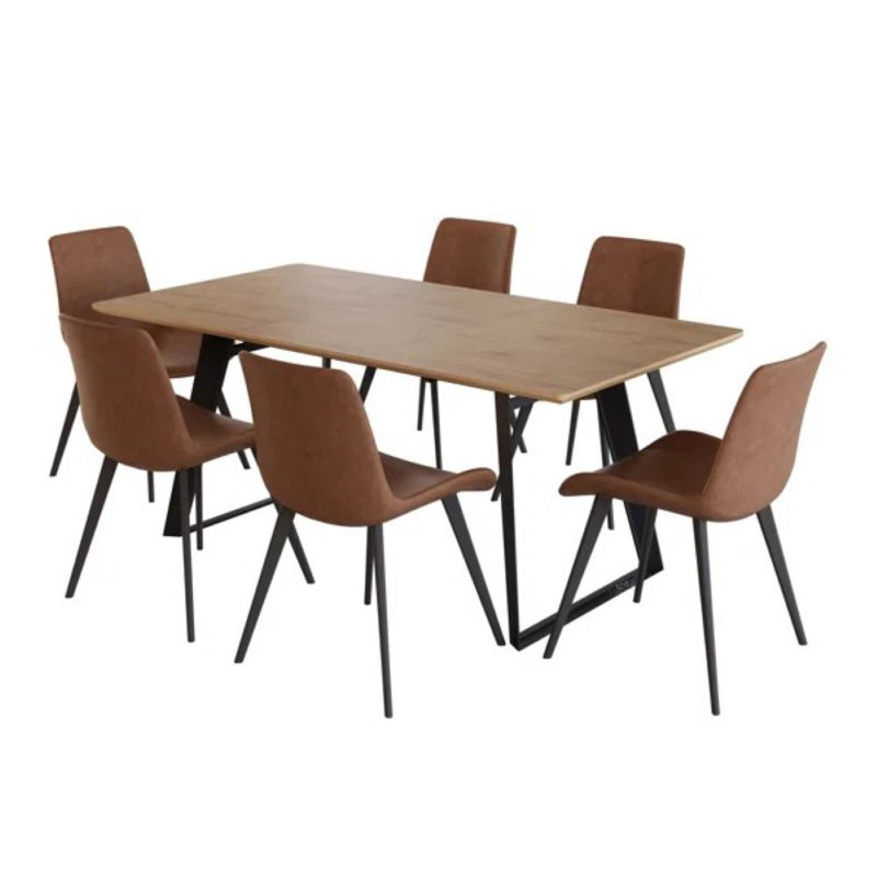 Ensemble de salle à manger extensible avec chaises rembourrées Jilliann, 5 Pieces: Table, 4 Chairs, Brun